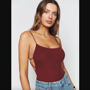 NEW Reformation Heiress Knit Bodysuit Chianti - Size S